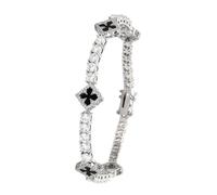 Bwuikim Cubic Zirconia Four Grass Charm Adjustable 7Inch 8Inch Copper Jewelry for Good Luck Symbol Copper Chain with Zirconia