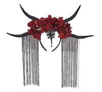 Bwuikim Devil Horns Headband Antelope Halloween Horn Goth Headpiece Goth Day of the Dead Halloween Horn