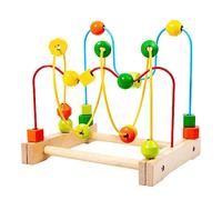 Bwuikim Educational Toy Beads on Rails Preschool for Toddler Color Recognize Wooden Roller Preschool Birthday Gifts Roller for Kids