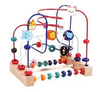 Bwuikim Educational Wooden Bead Threading Toy for Color Recognition and Fine Motor Skills Development in Toddler Hand Eye Coordination Training Toy