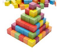 Bwuikim Educational Wooden Rainbow Block Set for Kids Colorful Math Learning Aid for Classroom and School Use 100pcs Wood Block Set