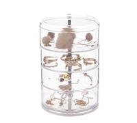Bwuikim Elegant Multilayer Rotating Jewelry Storage Box Clear Display Case Space Saving Organization 3/4 / 5Tier Organizer Portable Travel Case Transparent Rotating Stand Stackable Box