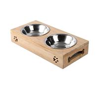 Bwuikim Elevated Dog Bowl Feeder Dishes with 2 Stainless Steel Bowls Help the Stomach Digest the Food Pet D Elevated Bowls