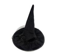 Bwuikim Enchanting Black Hat with Fine Adornment Halloween Theme Women Accessories Stylish Decoration for Costume Parties Women Hat