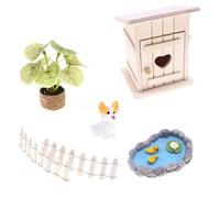 Bwuikim Fairies Garden Decorative Miniature Scene Set with Pool Fence Dog Figurine for Creative Scene Display Accessory Miniature Gnomes Decors Outdoor Fairies