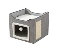 Bwuikim Foldable Cats Bed House with Double Tiered Design and Pad Rest Place Cave for Various Easy Storage Double Layer Cave Bed with Pad Foldable Design Space Saving Shelter House