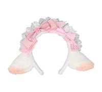 Bwuikim Girls Pleated Lace with Sheep Ear Shape Headband Multi-color Makeup Taking Photo Carnivals Party Headpiece Cosplay Headbands for Woman Sheep Ears Shape Halloween with Pleated Lace Decors