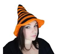 Bwuikim Halloween Witch Wizard Hat Carnivals Party Headgear with Crochet Design Devil Cap Cosplay Props for Adult Women Men Hats for Women Animes for Adults Halloween Carnivals Party