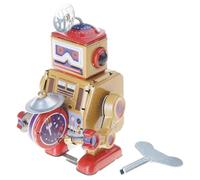 Bwuikim Handcraft Robot Tin Drummer Model Classical WindUp Toy Vintage Nostalgic Post-80s Charm for Collectors Vintage WindUp Robot