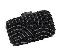 Bwuikim Luxurious Faux Pearls Embroidered Party Purse Adjustable Shoulder Strap Practical Secure Storage Compartments Prom Event Beaded Embroidery Evening Purse