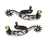 Bwuikim Metal Horse Spur Hand Carved Decoration Roping Rustproof Boot Decoration for Equestrians Competition Metal for Men Women Mens Roping