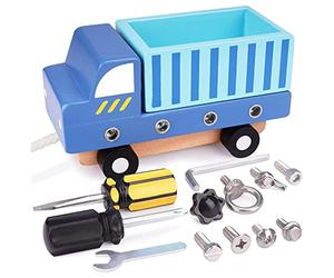 Bwuikim Montessor Screwdriver Board Set Pull Car Toy Busy Truck Fine Motor Skills Demolitions Car Screw Assembly Bus Truck