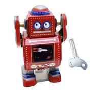 Bwuikim Robot Figurine Clockworks Toy Tabletop Windup Spring Iron Statue Collectible Gift Boy Girl Party Desk Ornament Nostalgic Tinplate
