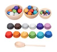 Bwuikim Sensory Mathematics Toy Ball & Plate Color Sorting Board Game Children Fine Motor Skill Teaching Toy Learning Activity