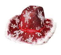 Bwuikim Snowflake Print Christmas Cowboy Hat Stage Props Magician Festival Party Holiday Head Accessory Santa
