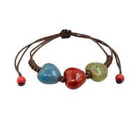 Bwuikim Unique Ceramic Beadwork Elegant Wristband Comfortable Cotton Rope Jewelry Accessory for Travel and Parties Unisex Fashion