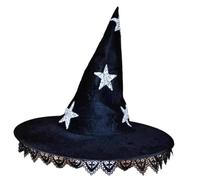 Bwuikim Unisex Halloween Wizard Witch Hat with Star Pattern Wizard Adult Cosplay Witch Festivals Party Tool for Women Animes for Adults Halloween Carnivals Party