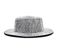 Bwuikim Vacation Panama Hat Shining Rivets Reflective Gleaming Top for Club Carnivals Music Festival Cool Disco Party Gift Travel