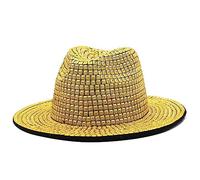 Bwuikim Vacation Panama Hat Shining Rivets Reflective Gleaming Top for Club Carnivals Music Festival Cool Disco Party Gift Travel