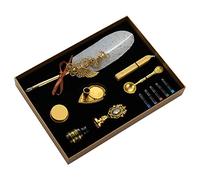 Bwuikim Vintage Feather Dip Pen Kit Calligraphy Quill Gift Set for Kids Beginners Calligraphy Bottle 5 Sacs Included Set Glass Feather with Oblique for Drawing Cartoons Manga