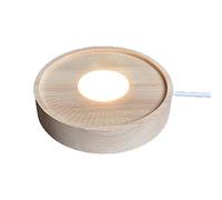 Bwuikim Wood Base Bedside Lamp USB Night Light for Kids Children Adult LED Night Table Decorative Round Shaped Bases Led Table Lamp Base Only Without Shade Wood Replacement with Warm Colorful White