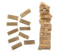 Bwuikim Wooden Stacking Tower Toy Ice Breakers Question Block Toy Tumbling Towel Parent-Child Interactive Table Game Kids Gift Family Activity Party