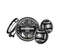 BWVMVB Chrome/Black 7inch Led Headlight Round 4-1/2" Fog Light Passing Lamp Bracket Motorcycle Lights Assembly Motorbike Headlight