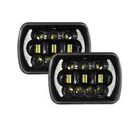 BWVMVB Front Headlight 5x7 Inch Rectangular LED Headlights Driving Signal Lamp For Jeep For Wrangler YJ For Cherokee XJ MJ Comanche Headlamp Assembly(Black)