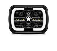 BWVMVB Front Headlight 7x6'' 5X7 Inch LED Headlight Square Hi-Lo Beam Halo For Jeep For Wrangler YJ For Cherokee XJ For MJ Comanche Headlamp Assembly(1pc Black)