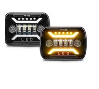 BWVMVB Front Headlight 7x6'' 5X7 Inch LED Headlight Square Hi-Lo Beam Halo For Jeep For Wrangler YJ For Cherokee XJ For MJ Comanche Headlamp Assembly(B type 2pcs)