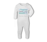 BWW Print - A Baby is Love, Happiness, Cuddles, Kisses, Smiles blue - Baby Romper Suit, 0-3 Months, Girl or Boy, New Born to 24mth