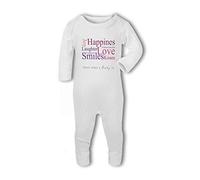 BWW Print - A Baby is Love, Happiness, Cuddles, Kisses, Smiles pink - Baby Romper Suit, 0-3 Months, Girl or Boy, New Born to 24mth