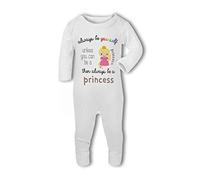 BWW Print - Always be Yourself Unless you can be a Princess then be a Princess funny - Baby Romper Suit, 6-12 Months, Girl or Boy, New Born to 24mth