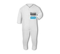 BWW Print - Born to Play Drums with Daddy/Mummy pink/blue - Baby Grow, 3-6 Months, Girl or Boy, New Born to 24mth