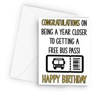 BWW Print - Congrats Closer To Free Bus Pass Birthday A5 Greetings Card, A5, 350gsm