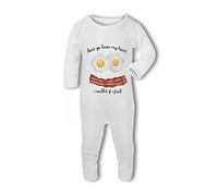 BWW Print - Dont Go Bacon My Heart, I couldnt if I Fried funny - Baby Romper Suit, New Born, Girl or Boy, New Born to 24mth
