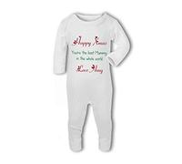 BWW Print - Happy Christmas The Best Mummy with Personalised Name - Baby Romper Suit, 3-6 Months, Girl or Boy, New Born to 24mth