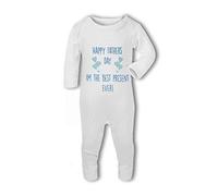BWW Print - Happy Fathers Day I'm the Best Present Ever Blue - Baby Romper Suit, 3-6 Months, Girl or Boy, New Born to 24mth