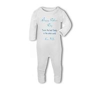 BWW Print - Happy Fathers Day personalised blue - Baby Romper Suit, 6-12 Months, Girl or Boy, New Born to 24mth