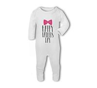 BWW Print - Happy Fathers Day personalised bow gift - Baby Romper Suit, New Born, Girl or Boy, New Born to 24mth