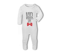 BWW Print - Happy Fathers Day personalised bowtie gift - Baby Romper Suit, 3-6 Months, Girl or Boy, New Born to 24mth