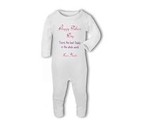 BWW Print - Happy Fathers Day personalised pink - Baby Romper Suit, 0-3 Months, Girl or Boy, New Born to 24mth