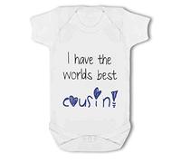 BWW Print - I Have the Worlds Best Cousin blue - Baby Vest, 0-3 Months, Girl or Boy, New Born to 24mth