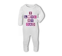 BWW Print - I Love My Dad baby blocks with cute heart - Baby Romper Suit, 0-3 Months, Girl or Boy, New Born to 24mth