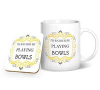 BWW Print - I'd Rather Be Playing Bowls - Mug & Coaster Gift Set