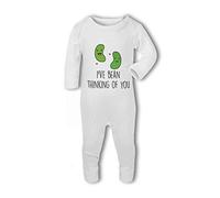 BWW Print - I've Bean Thinking Of You funny - Baby Romper Suit, 6-12 Months, Girl or Boy, New Born to 24mth
