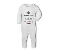 BWW Print - Keep Calm and Call My Grandad with cute hearts - Baby Romper Suit, 3-6 Months, Girl or Boy, New Born to 24mth