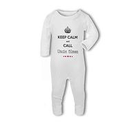 BWW Print - Keep Calm and Call Uncle with personalised name and hearts - Baby Romper Suit, 3-6 Months, Girl or Boy, New Born to 24mth