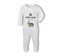 BWW Print - Keep Calm and Hug Your Rabbit funny pet - Baby Romper Suit, 3-6 Months, Girl or Boy, New Born to 24mth