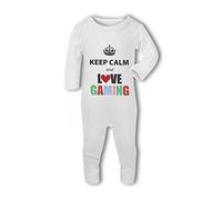 BWW Print - Keep Calm and Love Gaming ! Gamer nerdy controller - Baby Romper Suit, 3-6 Months, Girl or Boy, New Born to 24mth